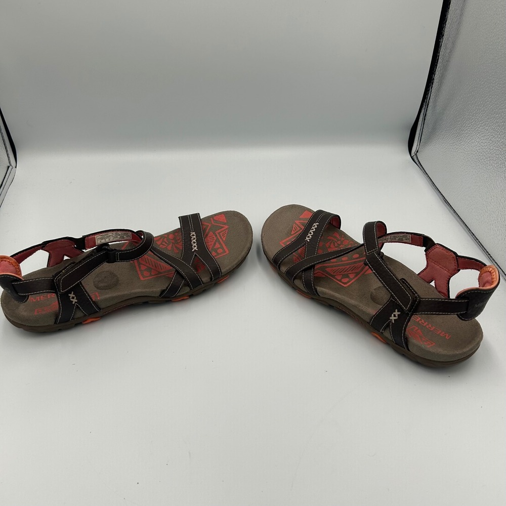 Merrell Sandals Womens 9 Cocoa Coral Strappy Leather Air Cushion J2852966 - Picture 3 of 6